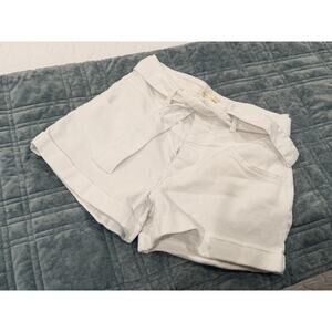 Maje Illo Tie-Waist Denim Shorts in white- Size FR 36/ US 4